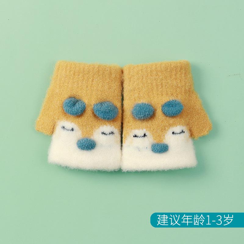 Xuehuaxiu Children's Thermal Gloves Cute Cartoon Baby Toddler Half Finger Bag Knitting Wholesale Children's Models