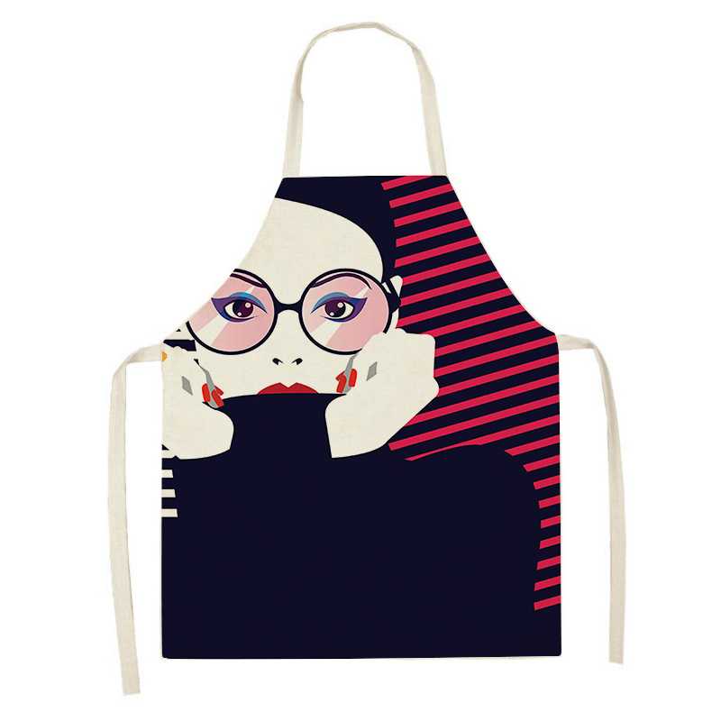 1ks Dámské grafický potisk Kuchyňské zástěry Dámské Lněný bryndák proti znečištění Bez rukávů Zástěry na čištění domácnosti Příslušenství pro domácí vaření