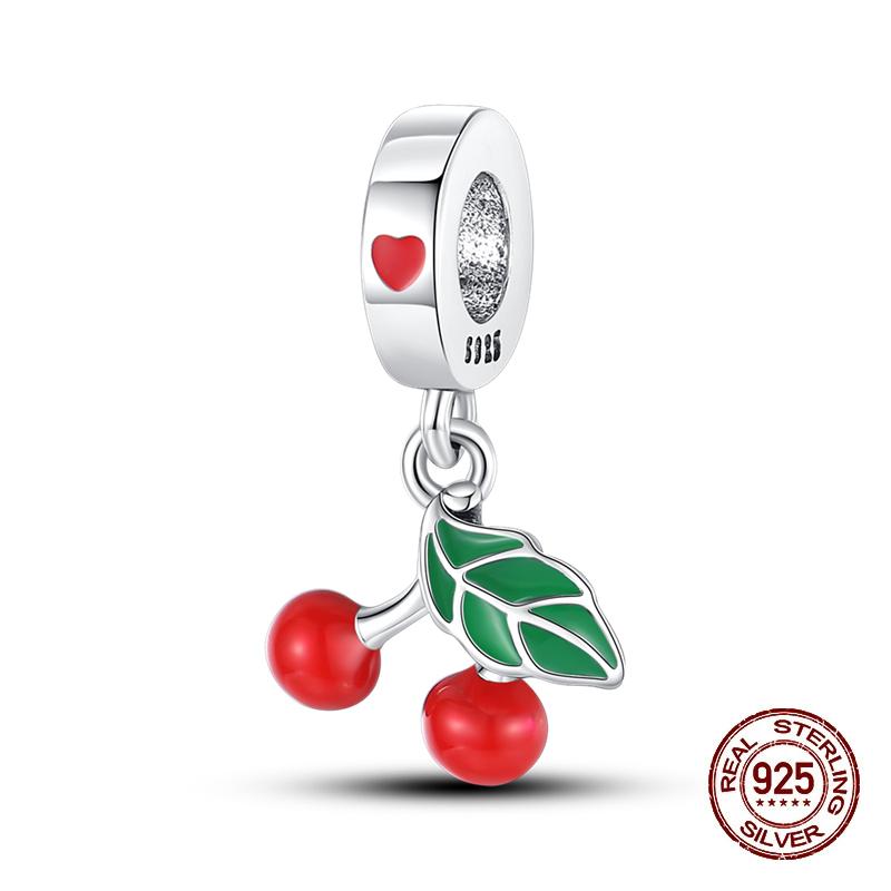 Copper Change Color Strawberry Cherry Avocado Fruit Series Charms Beads Fororiginal Bracelets Diy Birthday Jewelry Gift