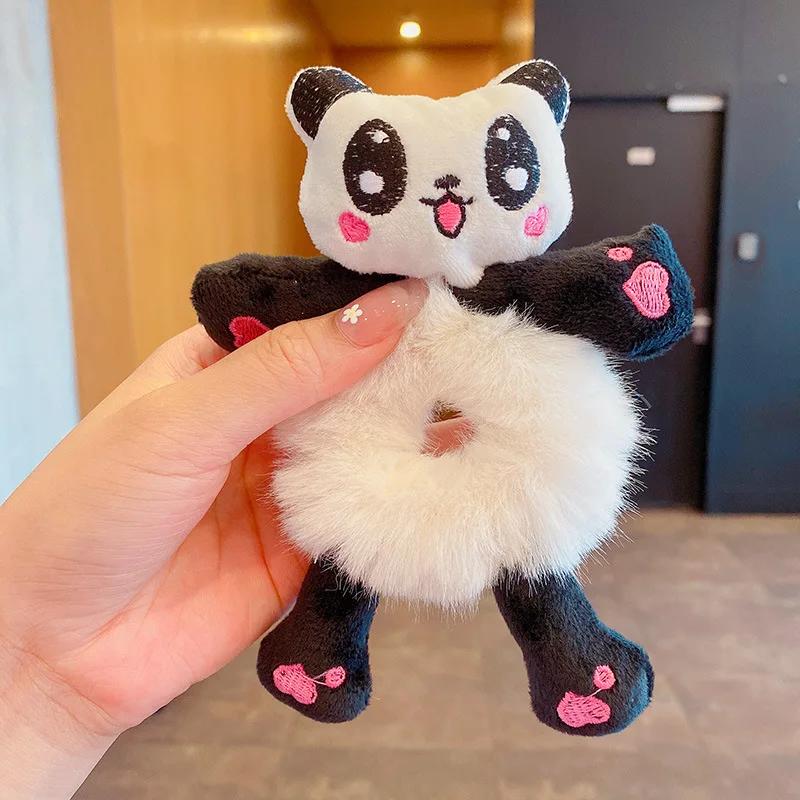 Tier Niedlich Plüsch Elastische Haarbänder Haarschmuck Scrunchies Mode Frauen Mädchen Haaraccessoires Cartoon Panda Katze Kaninchen Frosch