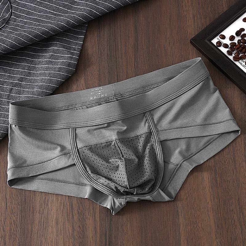 Solid Color Men's Breathable Mesh Briefs - Comfortable, Elastic, Sexy, Triangle Design