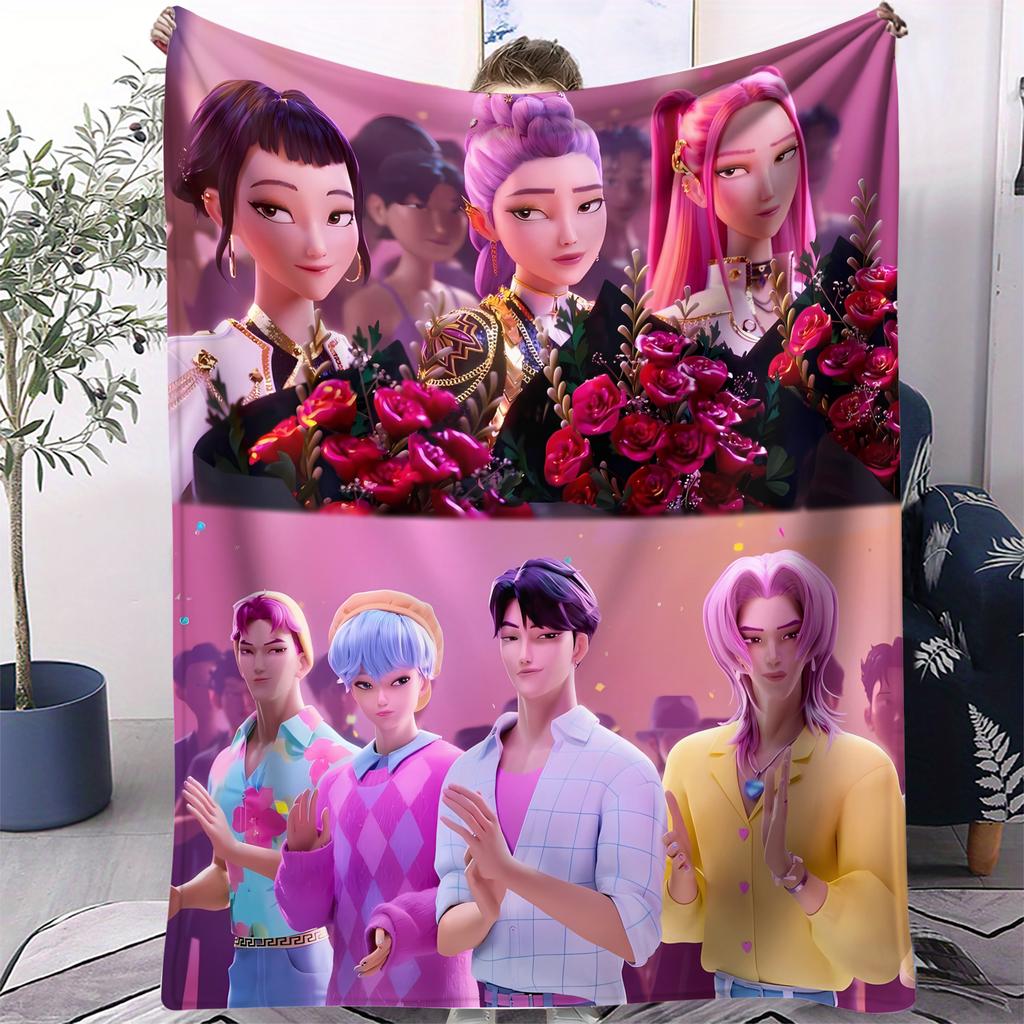 1Pc K-Pop Blanket Sajaboys Hunter Flannel Blanket Demon Hunters Print For Home Living Room Bedroom Decor New  Christmas Gift