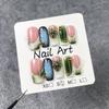 3D Floral Embossed French Tip Gradient Blush Nail Art Press-On Tips Medium Square Length