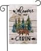 Bear Cabin Garden Ag Welcome To Our Cabin Sign Double Sided Farmhouse Decorative Small Burlap Ags 12.5 X 18 Inch for Cab EEL