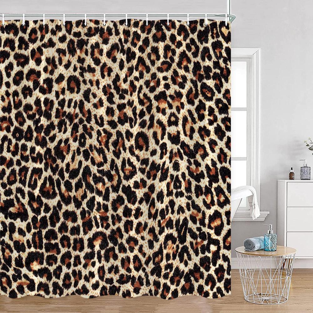 Leopard Pattern Shower Curtain Panther Wild Animals Modern Fashion Bathroom Decorations Ployester Bathtub Curtain with Hooks