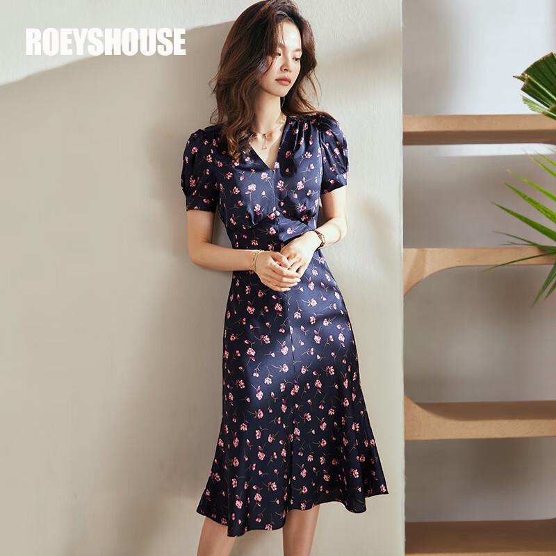 ROEYSHOUSE Floral Print Fishtail Midi Dress L