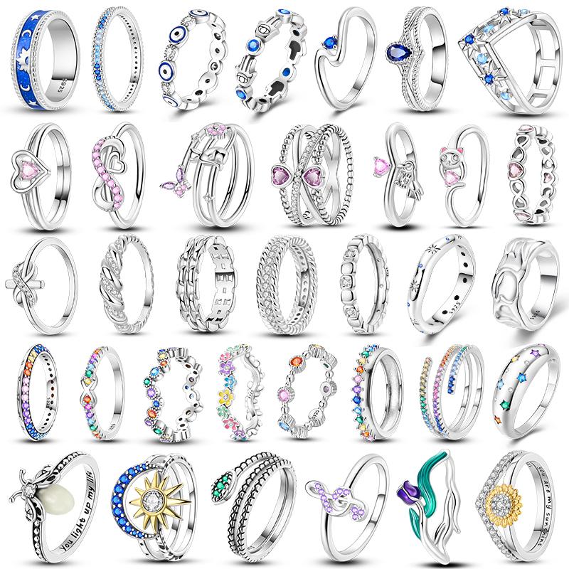 New Style 925 Silver Fashion Shining Zircon Ring Shiny Stone Simple Trendy Rings For Women Popular Wedding Jewelry Gift