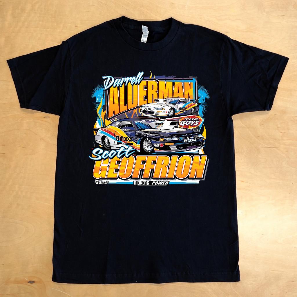 Vintage NASCAR Scott Geoffrion & Darrell Alderman T-Shirt, Retro Gift for Fans 4XL