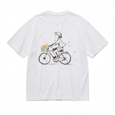 Atmungsaktives Klassisches T-Shirt für Herren mit Künstlerischem Radfahr-Abenteuer Design