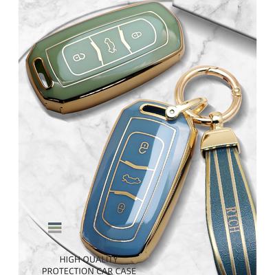 Luxurious Golden Edge Remote Car Key Case Full Cover For Geely Atlas Boyue NL3 EX7 SUV GT GC9 Emgrand X7 Borui Auto