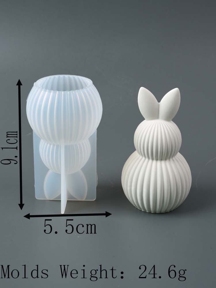 3D Streifen Kaninchen Silikon Kerzenform DIY Osterei Hase Aromatherapie Seifenformen Gips Harz Handwerk Herstellung Zubehör Heimdekoration