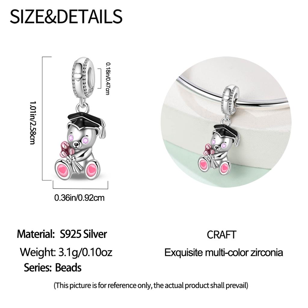 Originalcopper Charms Luxury Graduation Bear Beads Fit Bracelet Diy Women Making Delicate Gift