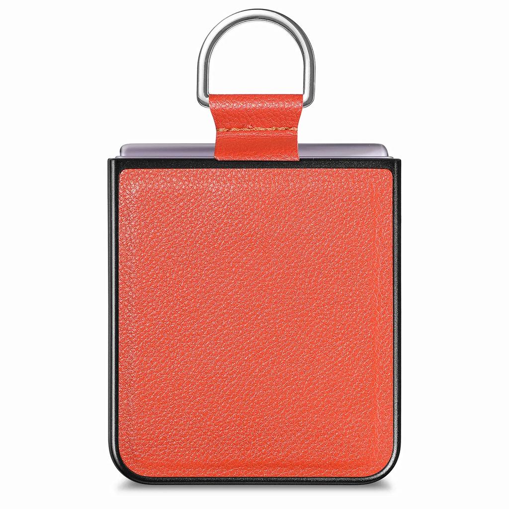 Fall Protection Ring Holder Leather Case for Samsung Galaxy Z Flip 4 5 6 flip6 Flip5 Flip4 Flip3 Flip 3 2 1 5G Zflip4 Cover