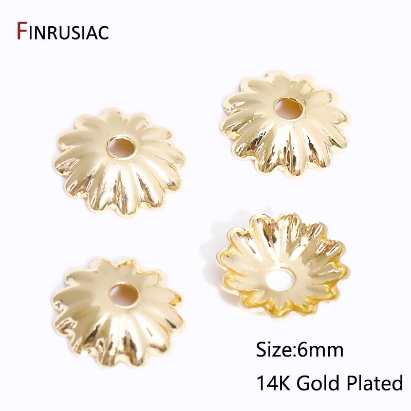 DIY Bracelet Necklace Making Supplies 14/18K Gold Plated Brass Beads Caps Flower End Caps For Beading Jewelry Making Accessories