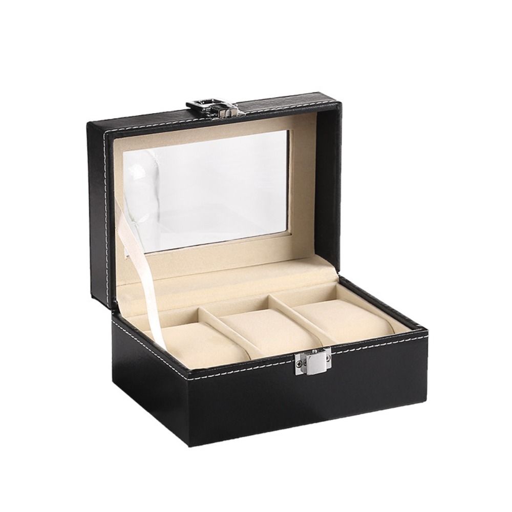 Glass Window Watch Display Box PU Leather Jewelry Display Box Watch Case Organizer  Display Case