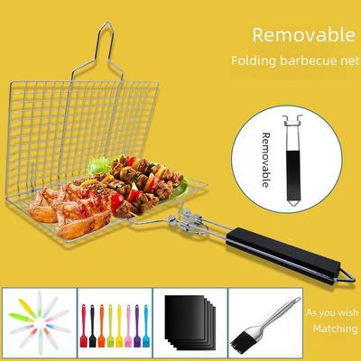 Stainless Steel BBQ Foldable Grill Net & Basket for Vegetables and Fish