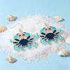 Translucent Lake Blue Enamel Crab Earrings - Ocean-Inspired Holiday Accessory