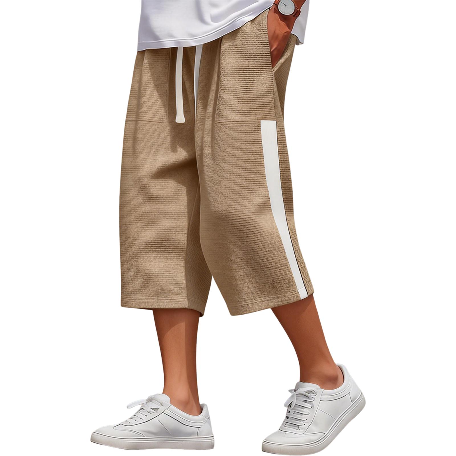 

Men s Linen Four Seasons Thin Breathable Cargo Multi,pocket Loose Casual Wide Leg Pants XL хакі