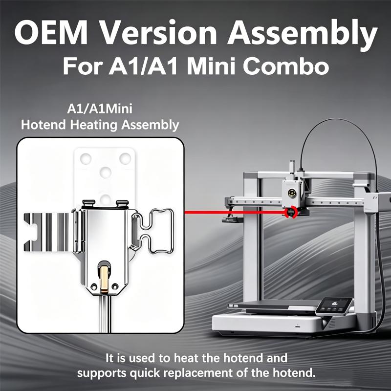 A1/A1 Mini 3D Yazıcı için Seramik Yalıtımlı Hotend Montajı Alüminyum/Nikel Kaplı Isıtma Bloğu – Stabil Isıtma, Dayanıklı, Kolay Kurulum