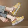 2026 Spring Summer Fashion Sneakers Women Mesh Shoes Thick Sole 5cm Soft Comfort Brand Ladies Yellow Shoes for Daily Wear