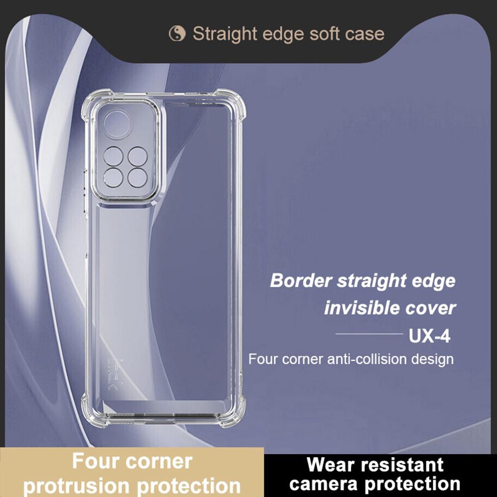 IMAK UX-4 Series TPU Case for Xiaomi Redmi Note 11 Pro+ 5G/Note 11 Pro 5G (China) (Mediatek)/Poco X4 NFC Straight Frame Clear Phone Cover