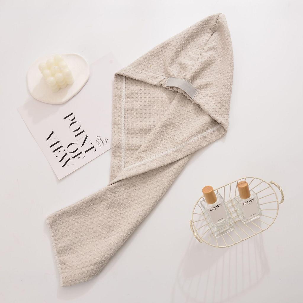 Women's Quick-Dry Waffle Hair Wrap - Absorbent, Wide-Tail Bath Cap for Adults