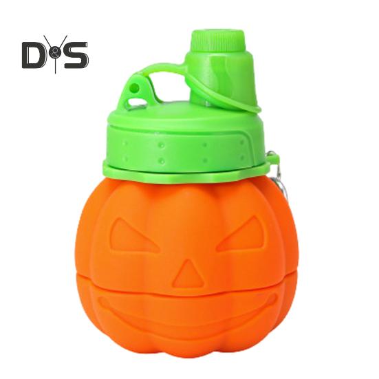 

550 мл складная бутылка для воды в форме тыквы, герметичная, портативная, легкая, для езды на велосипеде, в спортзале, фитнеса, спорта, путешествий, силиконовая складная кружка для питья 550ML оранжевый