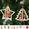 Colorful 2D/3D Christmas Wooden Ornaments Pentagram Snowflake Merry Christmas Wooden Pendant Snowman Hollow New Year