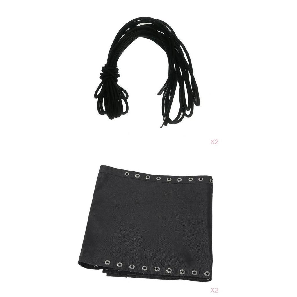 Patio Folding Recliners Replacement Black Fabric Cloth & Gray Cord Laces