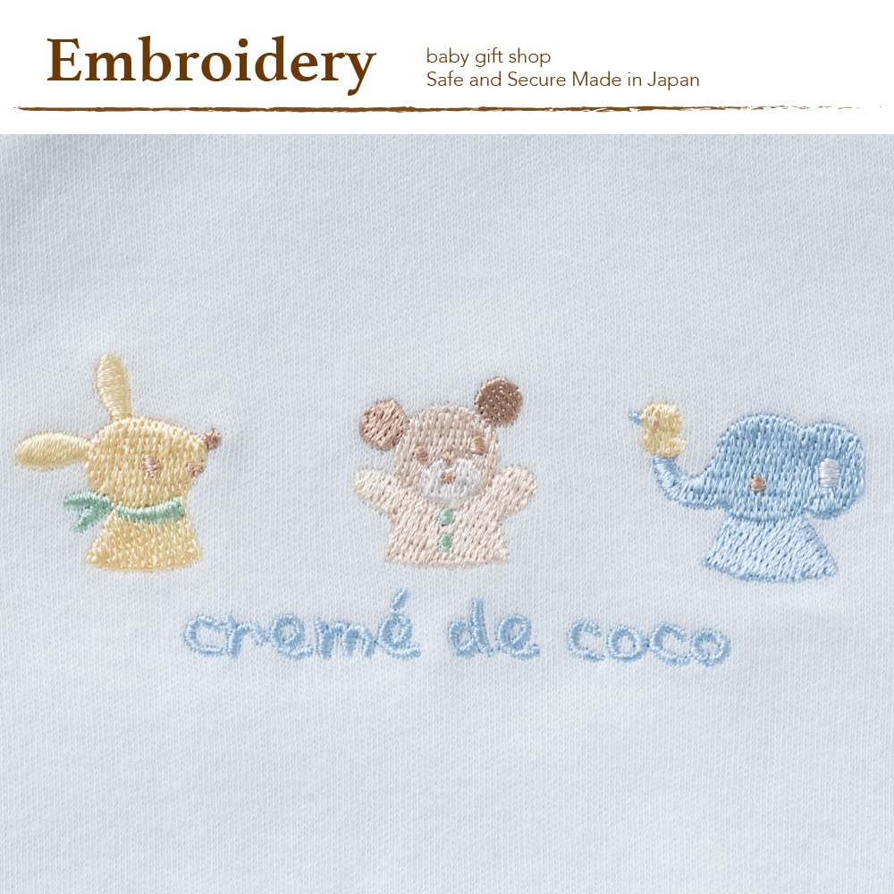 Cream de Coco with Embroidered and Chick Designs Crotch for Newborns and Made in for All Two-Way All-in-One Bear, Rabbit, Elephant, [Interchangeable