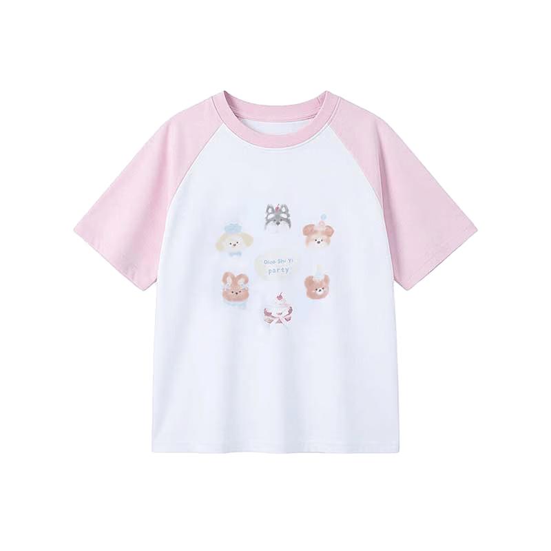 Flo Romy Girls Cartoon Dog Print Short Sleeve T-Shirt 150