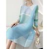 Women's Dresses Evening Dresses Beautiful Printed Pleated Dress Summer Age Plus Size Loose Mid-year Long Female Skirt