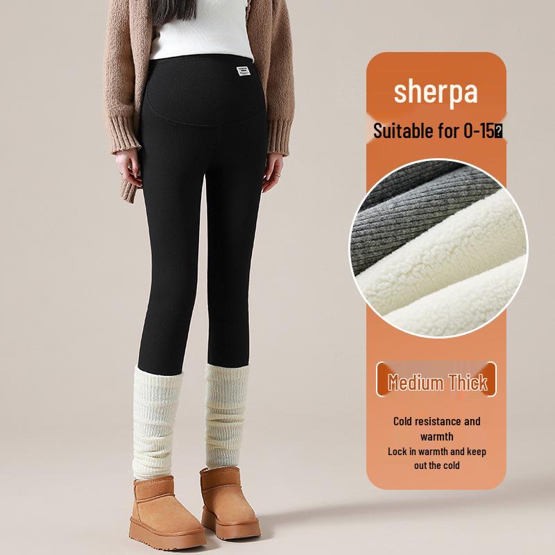 2025 Women's Plus Size Winter Maternity Leggings with Fleece Lining