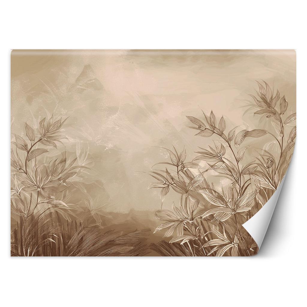 Wallpaper Plants Meadow Beige