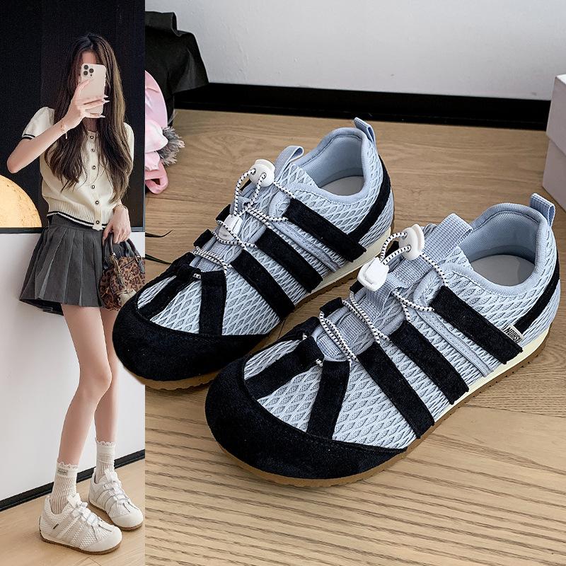 Breathable mesh German training shoes women's 2025 summer new popular retro Forrest Gump shoes flat casual sports white shoes