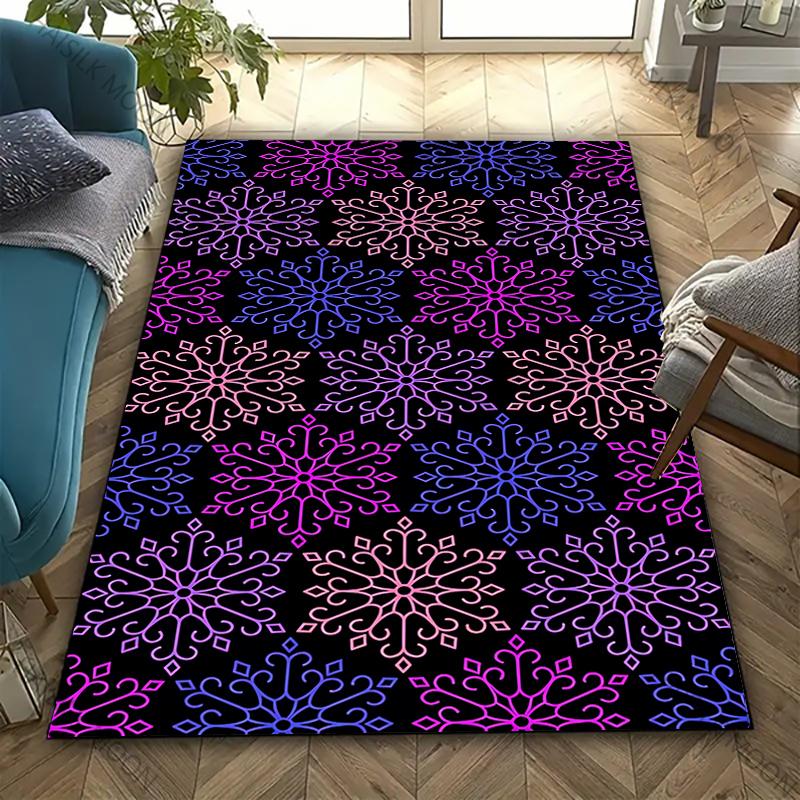 3D HD Printing Snowflake Printed Carpet,Rug for Living Room Bedroom, Office Large Areas,Durable Machine Washable Mat Nice Gifts