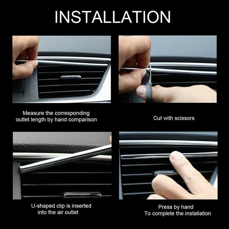 10pcs/set Car Styling Mouldings 20cm Interior Air Vent Grille Switch Rim Trim Outlet Scratch Guard Protector Car Styling Strip