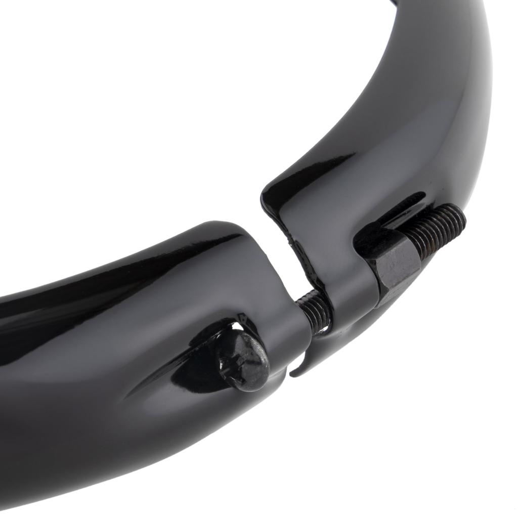 Kijima Motorcycle Headlight Bezel, Visor Style, 5-3/4 inch, Steel, Black Finish, for Harley, HD-01557