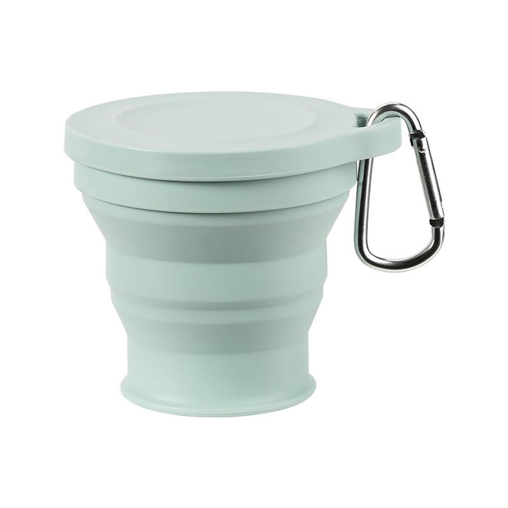 Portable Silicone Foldable Cup with Carabiner Heat Resistant Collapsible Cups Folding Storage Travel Mug for Hot Water