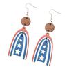 Elegant Star and Stripes Earrings for Independence Day Parties Wooden Earrings Patriotic Ear Accessories for Women