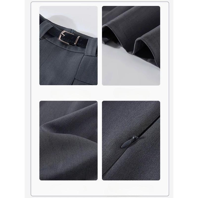 High Chic Gray Skirt Pleated Waist Slimming Midi Length Elegant Long Skirt For Ladies