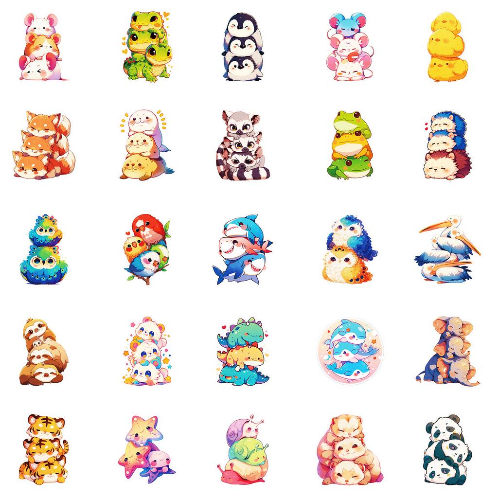 50 Creative and Interesting Animal Stacking Stickers for Children's Reward Toys Decorative Stickers