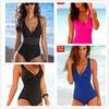 One Piece Swimsuit Women Cross Bandage Backless Swimwear Female Push Up Monokini Bathers Bathing Suits Beachwear Swim