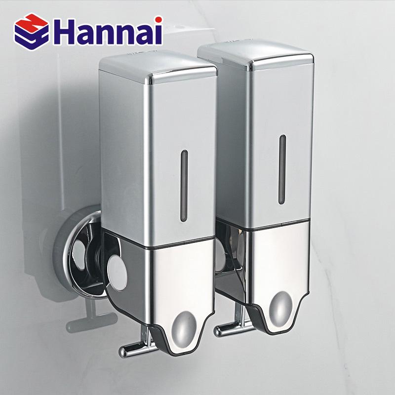Wall-Mounted Dual Soap Dispenser with Double Hook for Bathroom & Kitchen