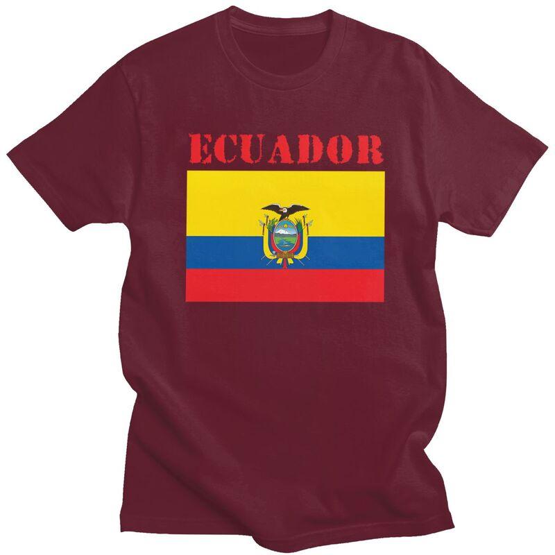 Individuelles Ecuador Flagge T-Shirt für Herren Reines Baumwoll-T-Shirt Lässige T-Shirts Kurzarm-T-Shirt Kleidung Geschenk