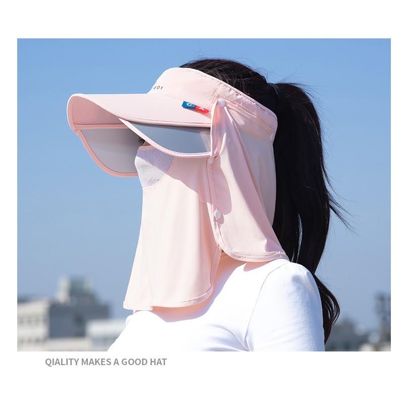 Womens UV Protection Sun Hat With Wide Brim Face Veil Breathable Mesh Visor Cap Beach Cycling Outdoor