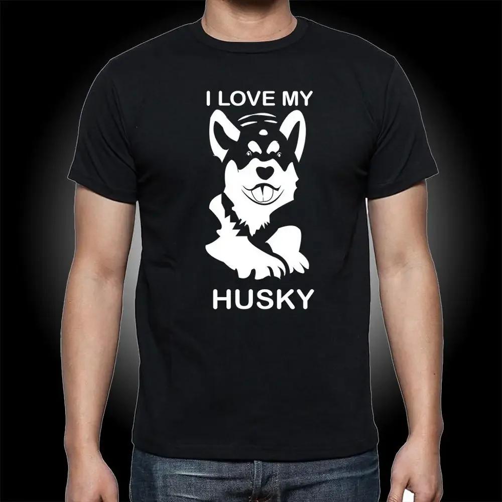 I Love My Siberian Husky Cute Puppy Dog Lovers Gift TShirt 100 Cotton ONeck Short Sleeve Casual Mens Tshirt Size S3XL