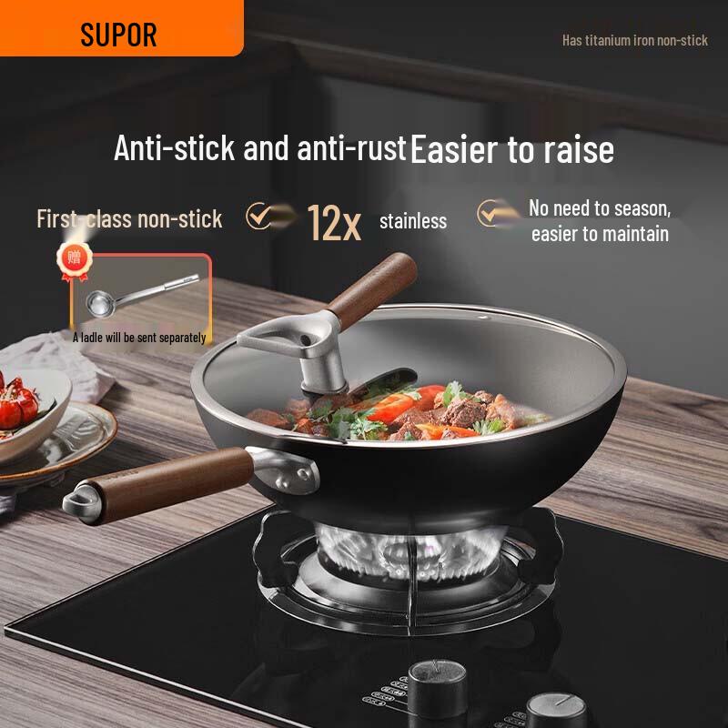 SUPOR 32cm Titanium Iron Non-Stick Wok