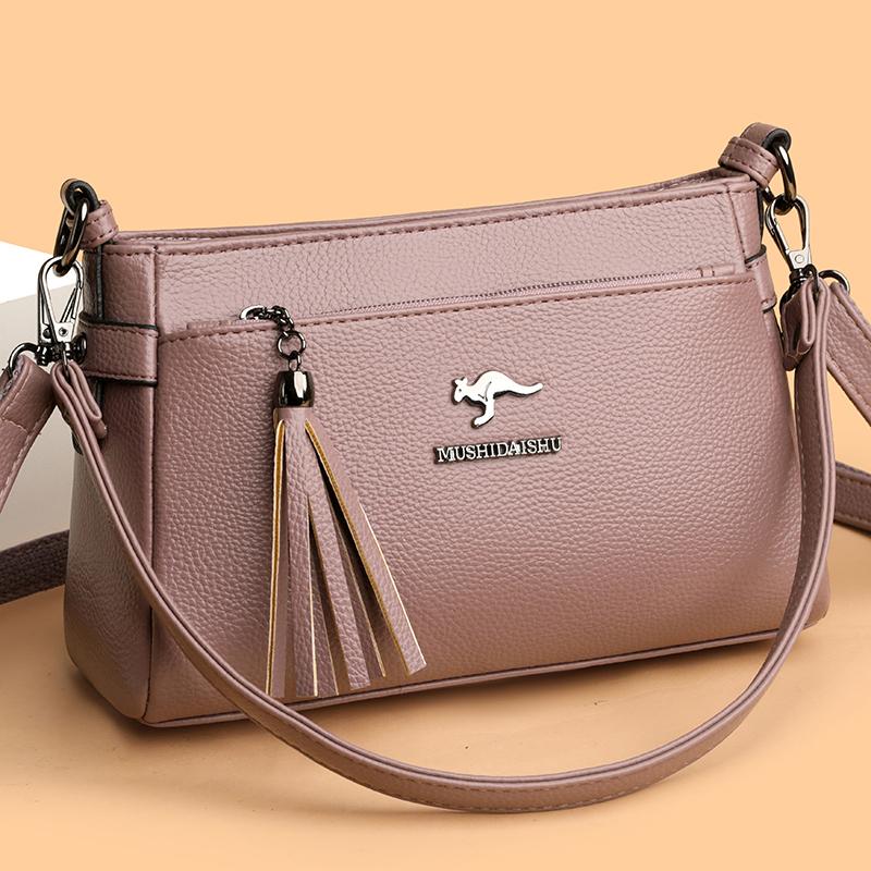 Soft Leather Women's Small Square Bag Shoulder Bag Middle-Aged Mother's Bag Commuter Crossbody Bag