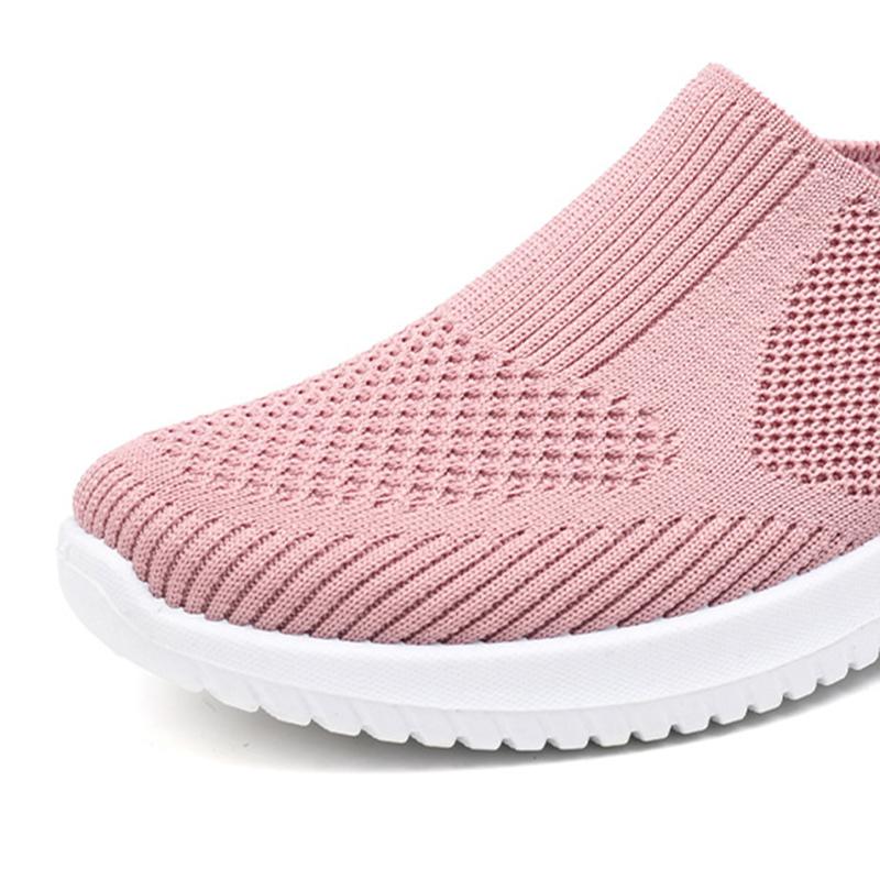 Knit Mesh Breathable Casual Slippers Women Spring Summer Comfortable Flat Shoes Woman Lightweight Non Slip Casual Walking Shoes